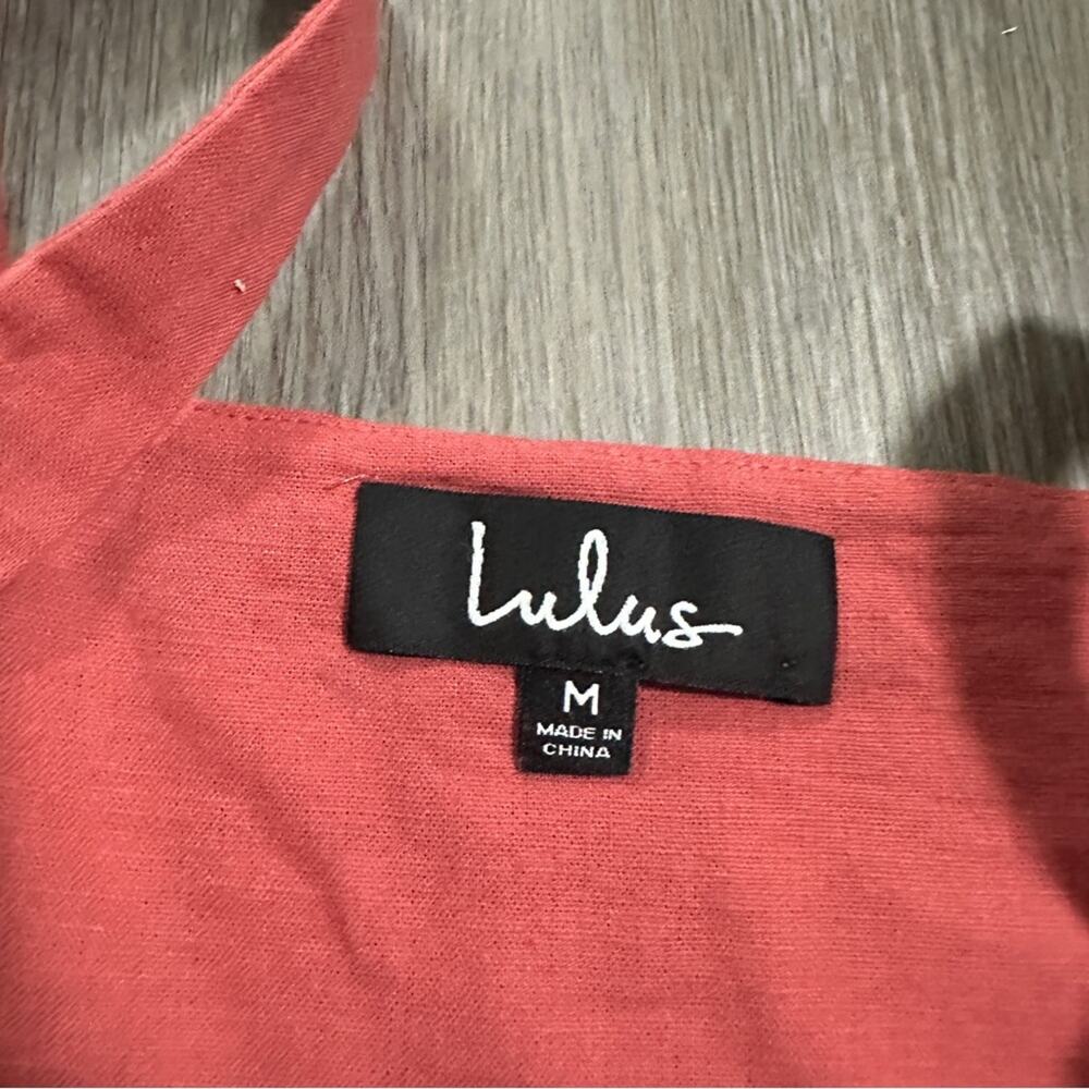 Lulus Louetta Button-Down‎ Tie Back Sleeveless Mini Dress in Rust Red Size M - Picture 7 of 11